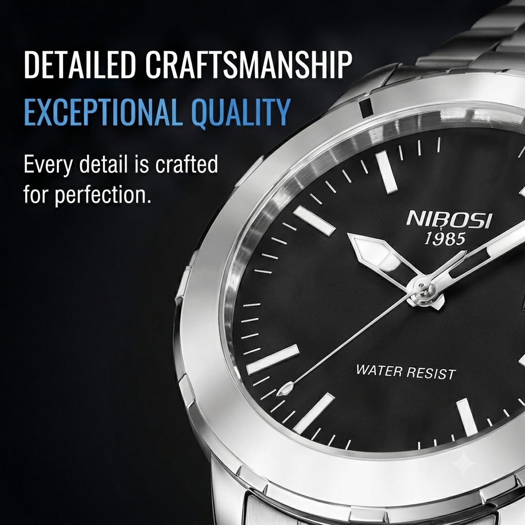 NIBOSI 2589 Men's Quartz Watch – Luxury Business Chronograph with Luminous Display & Calendar