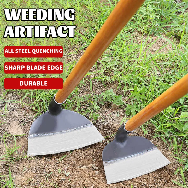 Industrial-Grade Hollow Garden Hoe – Carbon Steel Blade with Wooden Handle