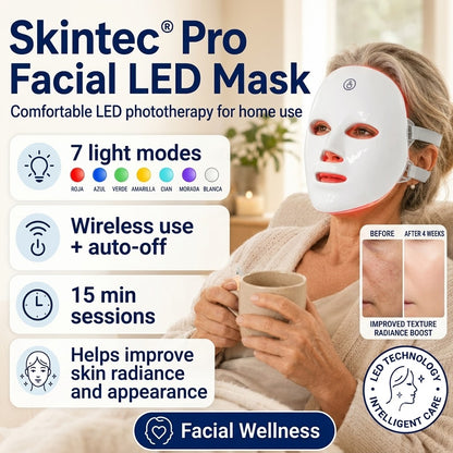 Wireless 7-Color LED Light Therapy Facial Device – Handheld Skin Care & Beauty Tool