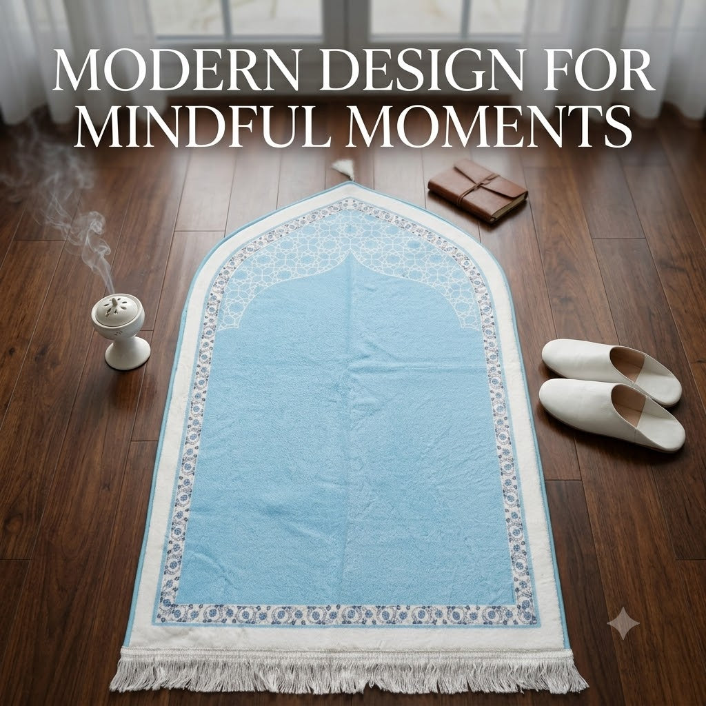 Mosque-Inspired Prayer Mat – Elegant 3D Printed Soft Fabric Prayer Rug