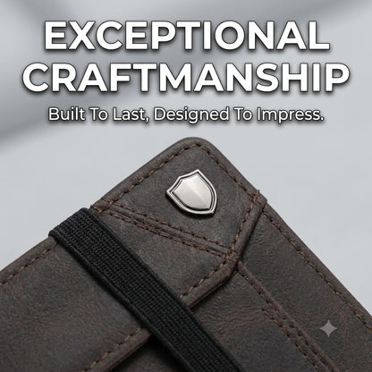 Slim RFID Men's Wallet – Crazy Horse PU Leather Smart Wallet with Elastic Strap & Zip Coin Pocket