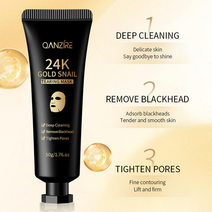 24K Gold Snail Peel-Off Face Mask – Deep Cleansing & Hydrating Skincare Treatment