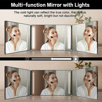 3-Sided Foldable Self Haircut Mirror – Telescopic Hangable Salon Mirror for Hair Trimming & Grooming