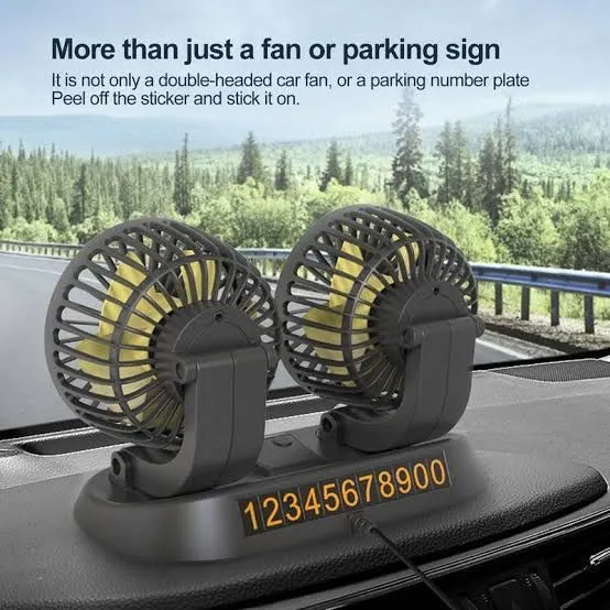 Dual Head Car Cooling Fan – 12V/24V 3-Speed Rotating Vehicle Fan with Cigarette Lighter Plug
