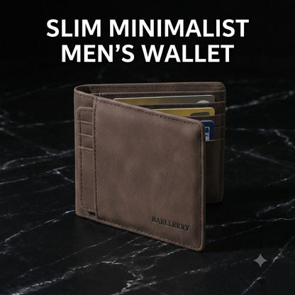 Slim Minimalist Men's Wallet – PU Leather Business Wallet with Removable Card Holder