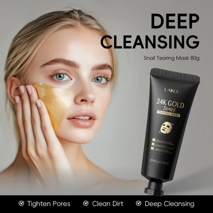 24K Gold Snail Peel-Off Face Mask – Deep Cleansing & Hydrating Skincare Treatment