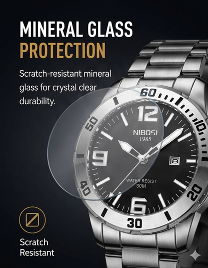 NIBOSI 2589 Men's Quartz Watch – Luxury Business Chronograph with Luminous Display & Calendar